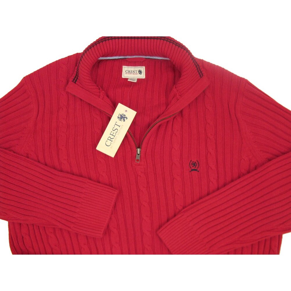 NEW Vintage Tommy Hilfiger Sweater! Large Red Cable Knit Heavier Runs Big